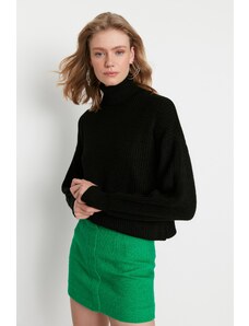 Trendyol fekete garbós kötöttáru pulóver