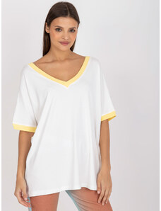 FANCY Fehér női póló sárga szegéllyel FA-BZ-7766.81P-fehér-sárga