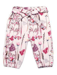 Baby Nellys Melegítőnadrág dekoratív szalaggal Pillangók - rózsaszín