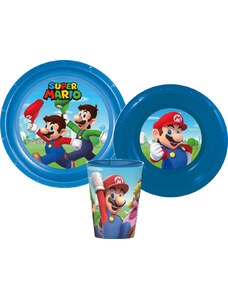 Super Mario étkészlet, műanyag szett