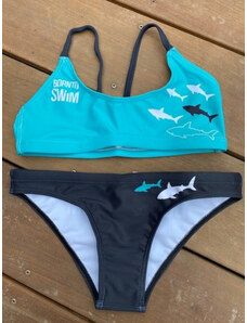 Női fürdőruha borntoswim sharks bikini black/turquoise m