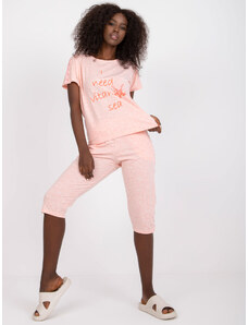 Fashionhunters Pink two-piece pyjamas with short sleeves