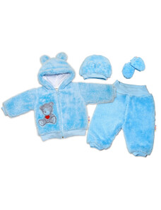 Baby nellys műszőrmés szett welsoft teddy - kék 62 (2-3 m)