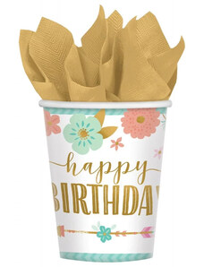 Boldog Születésnapot Happy Birthday Girl papír pohár 8 db-os 250 ml