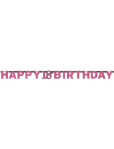 Boldog Születésnapot Happy Birthday Pink 18 hologrammos felirat 213 cm