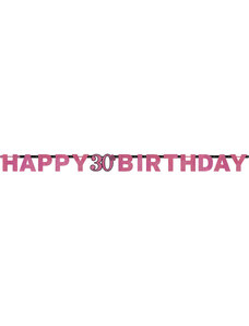 Boldog Születésnapot Happy Birthday Pink 30 hologrammos felirat 213 cm