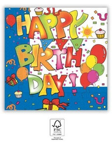 Boldog Születésnapot Kokliko Happy Birthday szalvéta 20 db-os 33x33 cm FSC