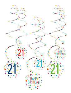 Boldog Születésnapot Konfettis Happy Birthday 21 szalag dekorációs szett 6 db-os