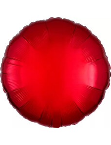 Szatén Metallic Red kör fólia lufi 43 cm