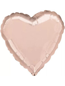 Szatén Metallic Rose Gold szív fólia lufi 43 cm heart