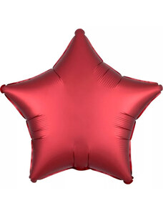 Szatén Silk Dark Red csillag fólia lufi 48 cm