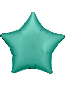 Szatén Silk Jade Green csillag fólia lufi 48 cm