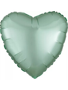 Szatén Silk Mint Green szív fólia lufi 43 cm