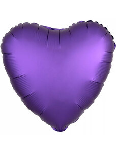Szatén Silk Purple szív fólia lufi 43 cm