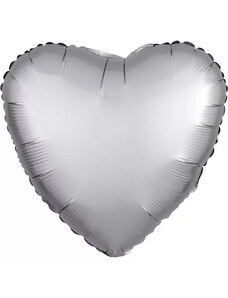 Szatén Silk Silver szív fólia lufi 43 cm