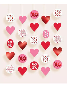 Szerelem Happy Valentine's Day függő dekoráció 5 db-os szett