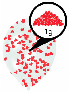 Szerelem Piros szívvel töltött léggömb, lufi 6 db-os 11 inch (27,5 cm)