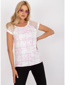 BASIC Krémszínű női mintás póló EM-BZ-648045.43-ekru