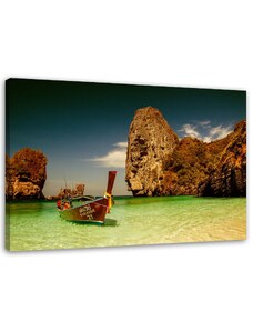 Gario Vászonkép Színes csónak a tengerparton Méret: 60 x 40 cm
