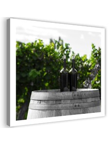 Gario Vászonkép Borosüvegek egy hordón Méret: 30 x 30 cm