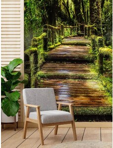 Gario Fotótapéta Egy híd a zöld erdőben Anyag: Vlies, Méret: 100 x 140 cm