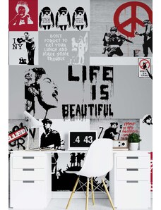 Gario Fotótapéta Banksy kollázs Anyag: Vlies, Méret: 100 x 140 cm