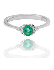 Moon Diamonds - Smaragd köves fehér arany gyűrű 50-00000-1755F/58