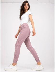 Fashionhunters Basic sweatpants with high waist in powder pink color