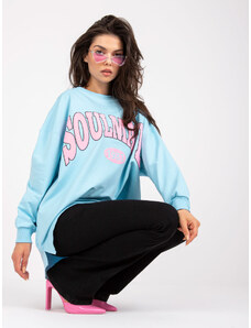 Fashionhunters Light blue and pink sweatshirt with colorful print