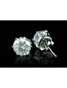18k fehérarannyal bevont férfi fülbevaló kör alakú szimulált gyémánttal (8 mm-es) 1 pár (0602.)