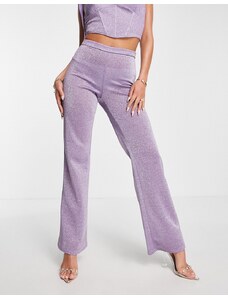 Jaded Rose sheer wide leg trousers in lilac sparkle co-ord-Purple