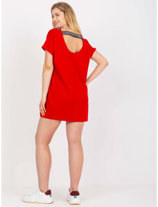 Fashionhunters Red blouse of larger size with short sleeves