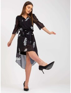 Fashionhunters Black asymmetrical dress with Yarela print and binding