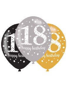 Boldog Születésnapot Happy Birthday 18 léggömb, lufi 6 db-os