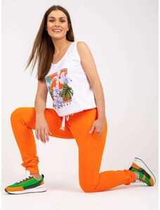 Fashionhunters White-orange two-piece summer set with top