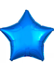 Szatén Metallic Blue csillag kék fólia lufi 48 cm