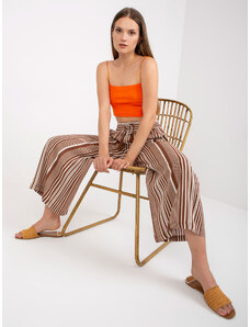 Fashionhunters Brown wide trousers made of striped fabric SUBLEVEL