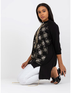 Fashionhunters Black blouse plus size with longer back