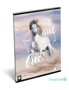 Lizzy Card lovas tűzött füzet A/4, 32 lap vonalas, Wild and Free, fehér ló