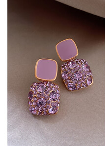 Carla Arany színű fülbevaló lila kövekkel Mina