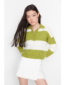 Trendyol Green puha texturált színes blokk kötöttáru pulóver