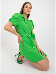 Fashionhunters Light green elegant cocktail dress with short sleeves