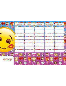 LIZZY CARD Emoji, smiley órarend nagy 238x155mm, kétoldalas, Girls