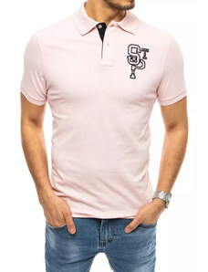 Férfi póló ing hímzett rózsaszín Dstreet