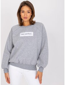 BASIC Tracy szürke pulóver "Not perfect" felirattal -EM-BL-N652.46-grey
