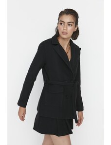 Trendyol Black Belted Woven Lined Jacket
