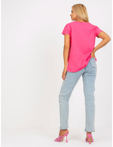 Fashionhunters Dark pink cotton blouse with print