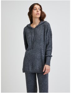 Grey Ribbed Hooded Sweater Noisy May Ally - Women