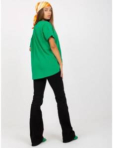 Fashionhunters Basic green asymmetrical cotton t-shirt