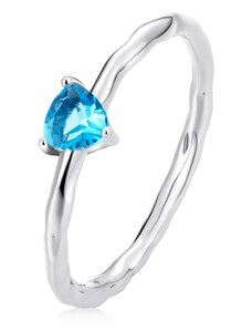 EdenBoutique Egyszerű kék háromszög alakú ezüst gyűrű